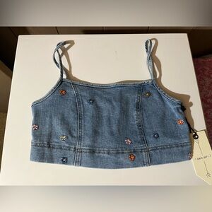 NWT y2k denim corp top zip back